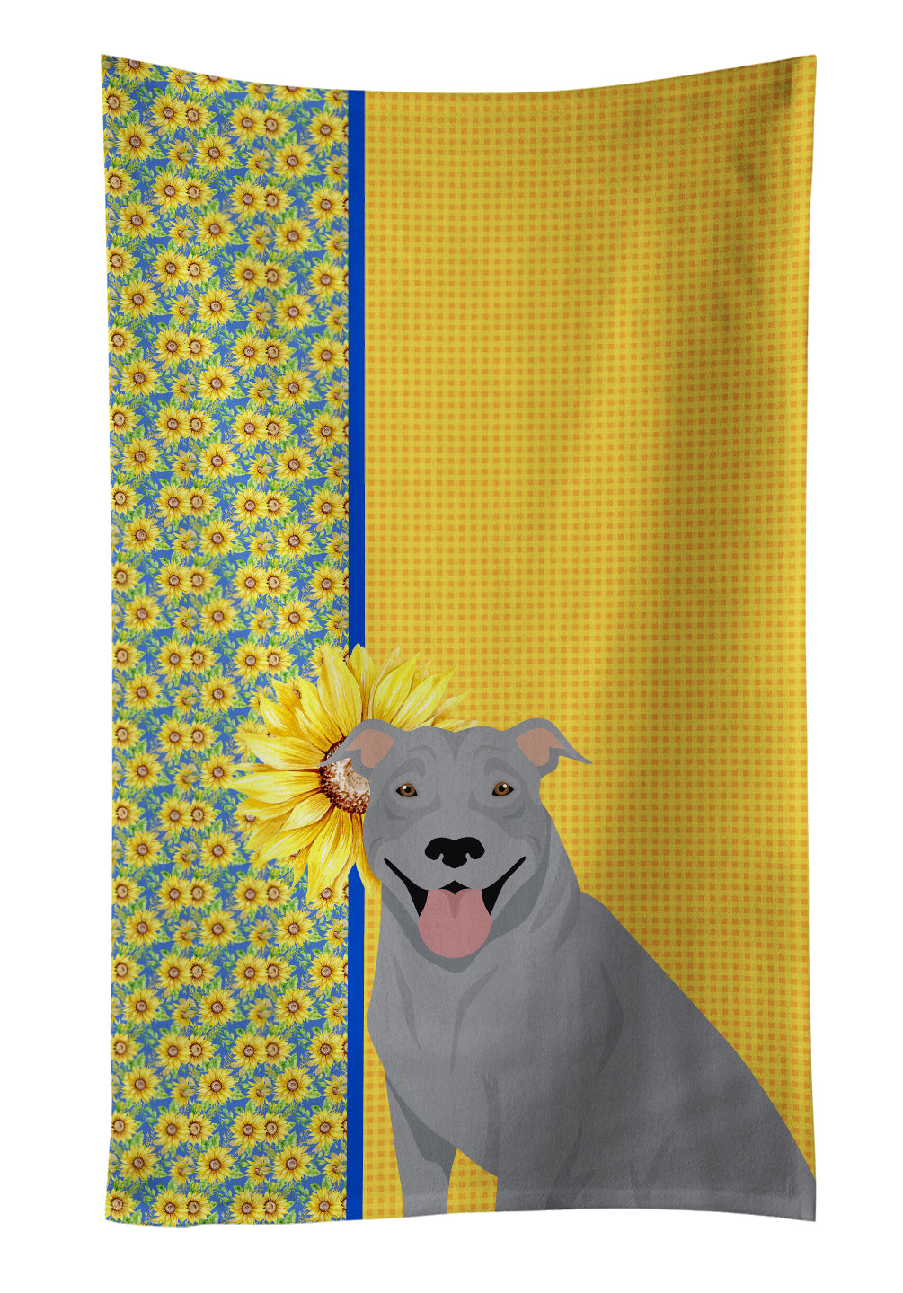 Buy this Summer Sunflowers Blue Pit Bull Terrier Kitchen Towel