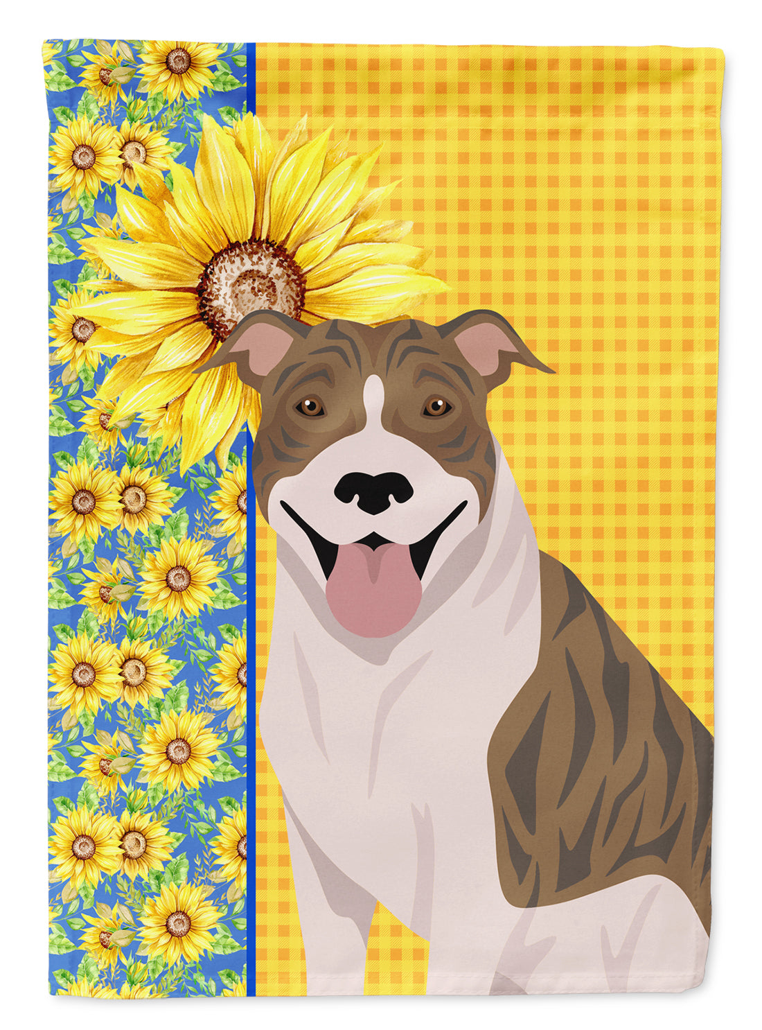 Summer Sunflowers Fawn Brindle Pit Bull Terrier Flag Garden Size