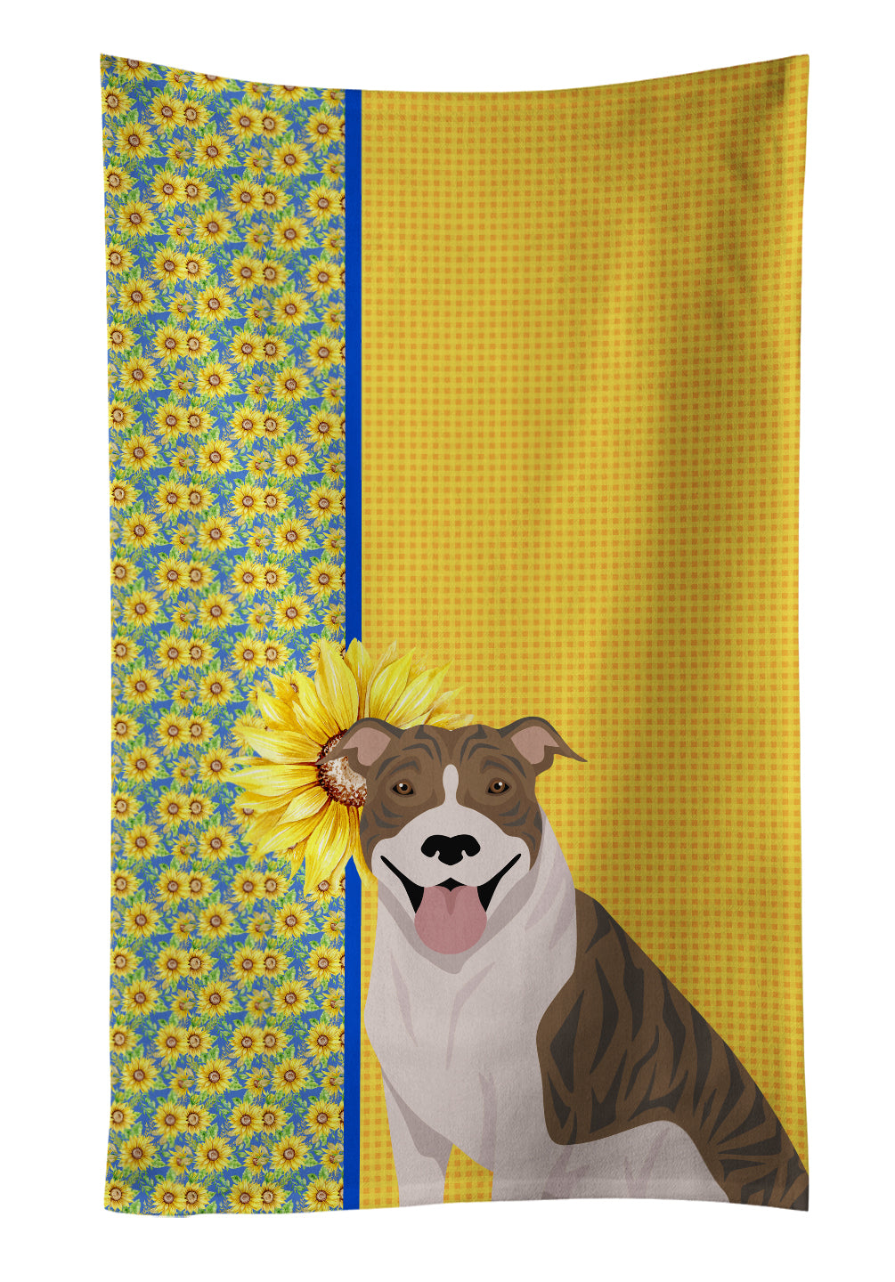 Buy this Summer Sunflowers Fawn Brindle Pit Bull Terrier Kitchen Towel