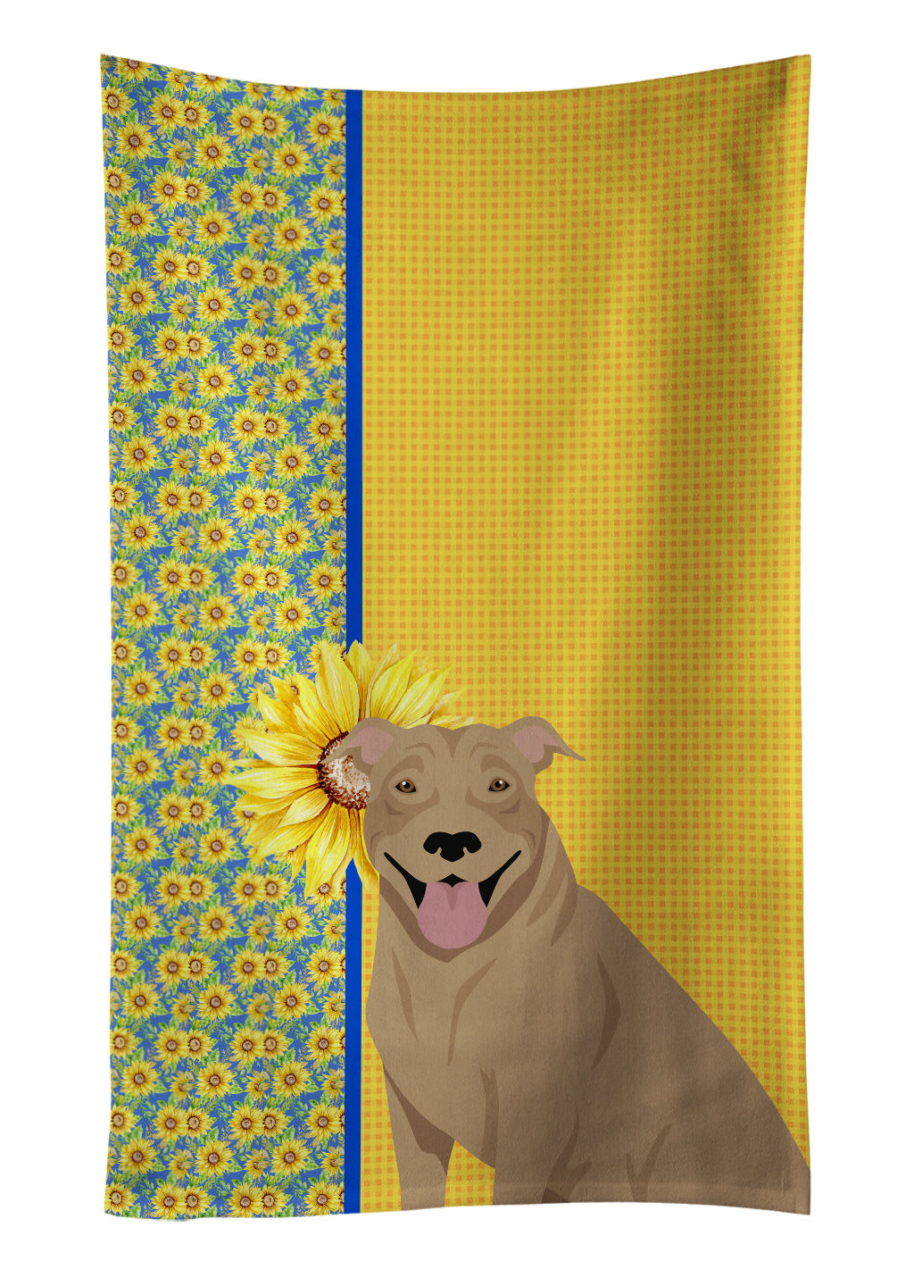 Buy this Summer Sunflowers Fawn Pit Bull Terrier Kitchen Towel