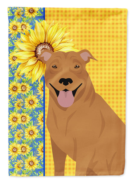 Summer Sunflowers Red Pit Bull Terrier Flag Garden Size