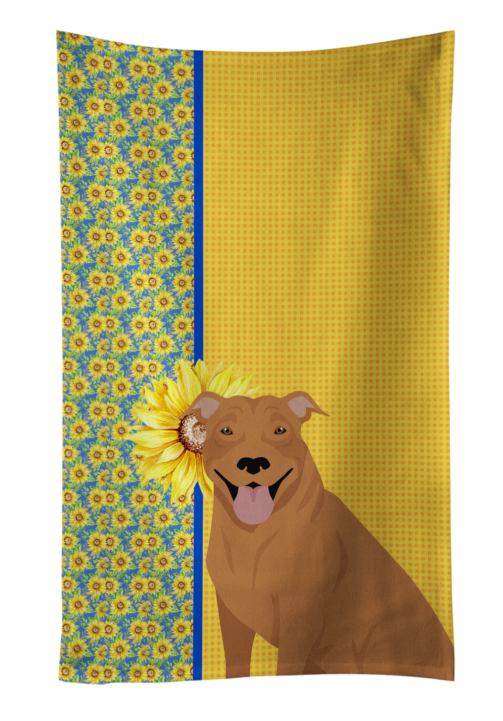 Buy this Summer Sunflowers Red Pit Bull Terrier Kitchen Towel