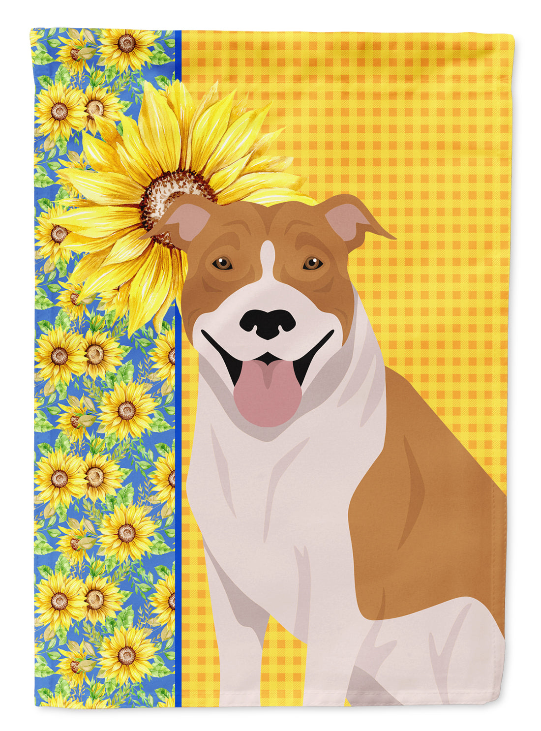 Summer Sunflowers Red and White Pit Bull Terrier Flag Garden Size  the-store.com.