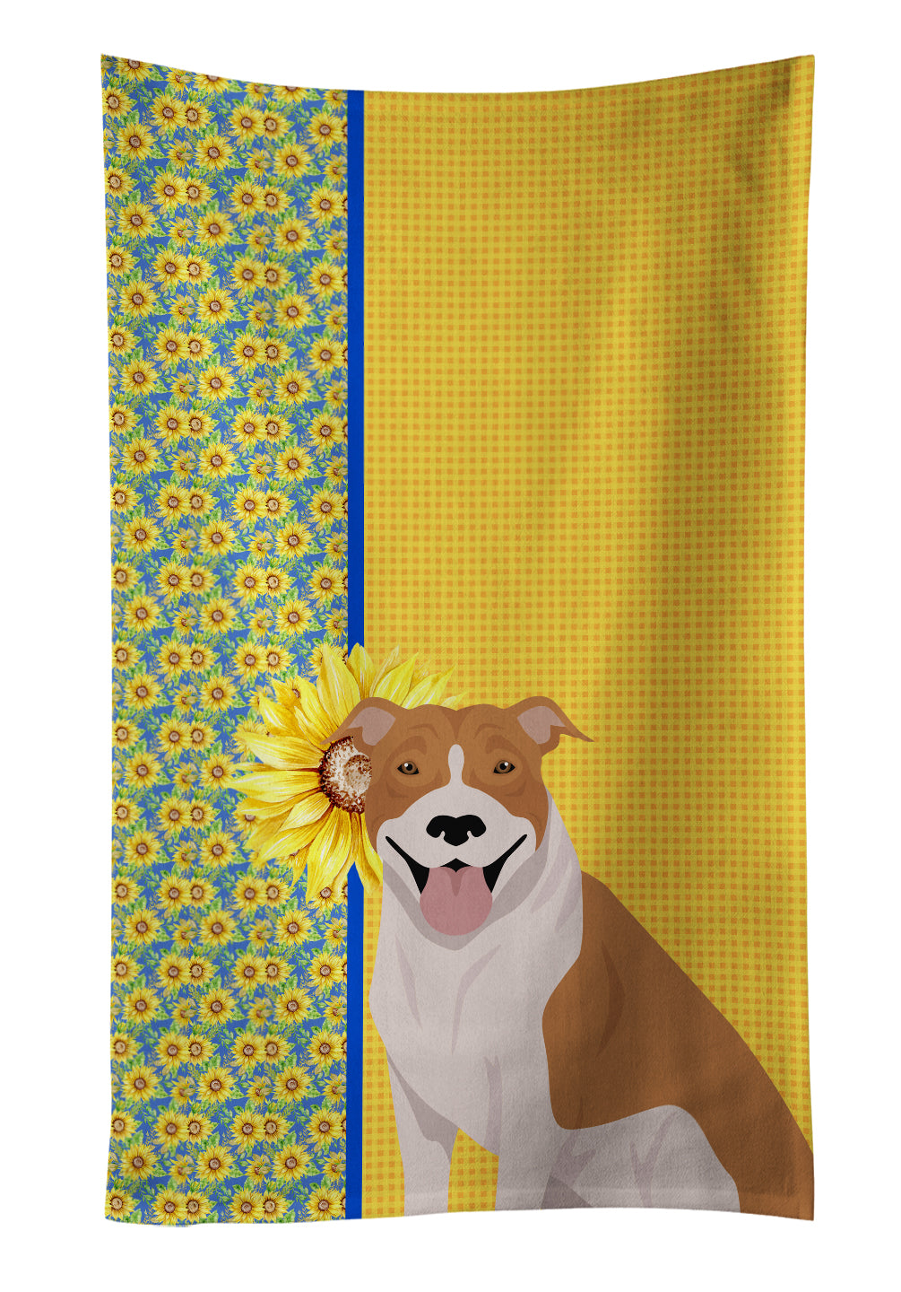 Buy this Summer Sunflowers Red and White Pit Bull Terrier Kitchen Towel