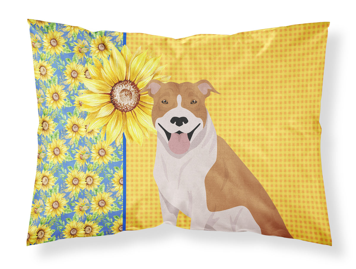 Buy this Summer Sunflowers Red and White Pit Bull Terrier Fabric Standard Pillowcase
