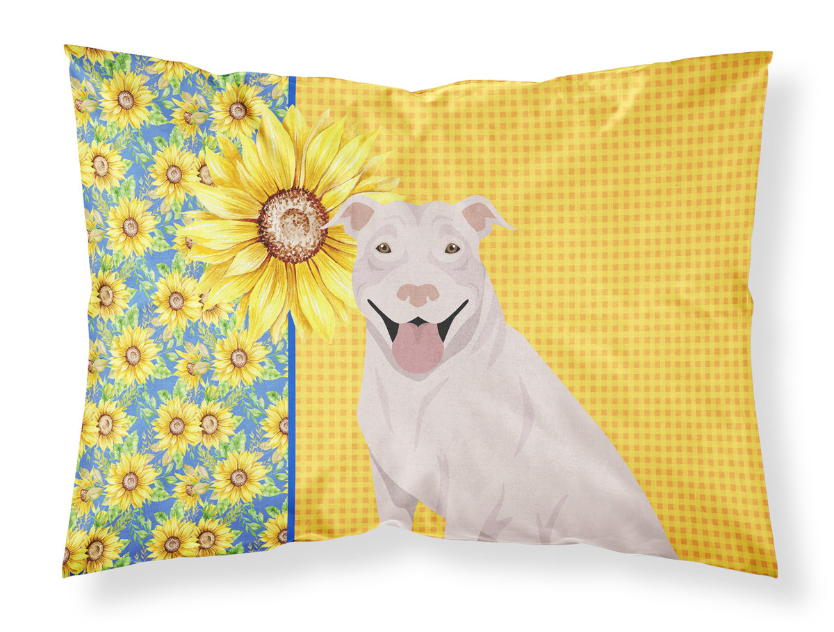 Buy this Summer Sunflowers White Pit Bull Terrier Fabric Standard Pillowcase