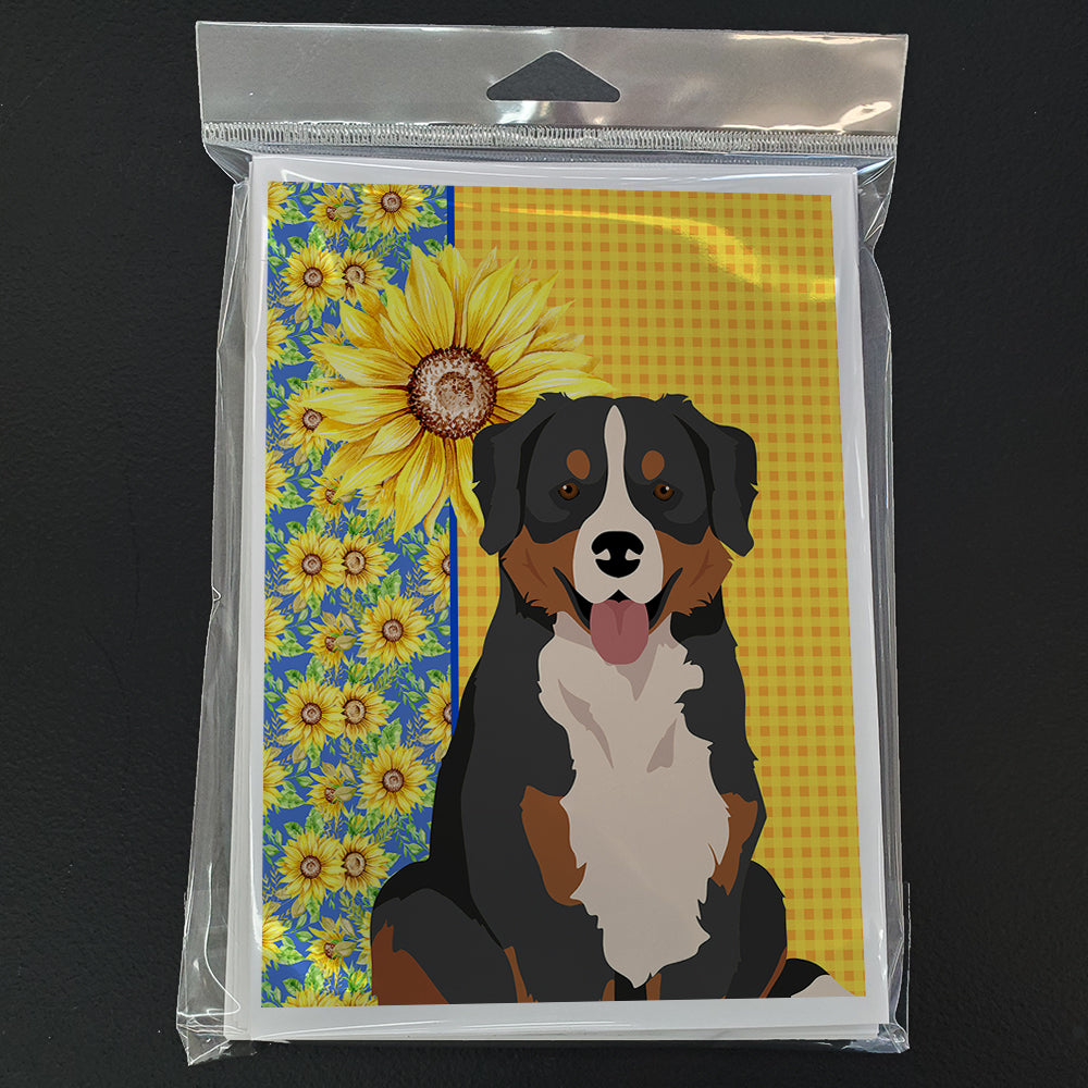 Summer Sunflowers Bernese Mountain Dog Greeting Cards and Envelopes Pack of 8 - the-store.com