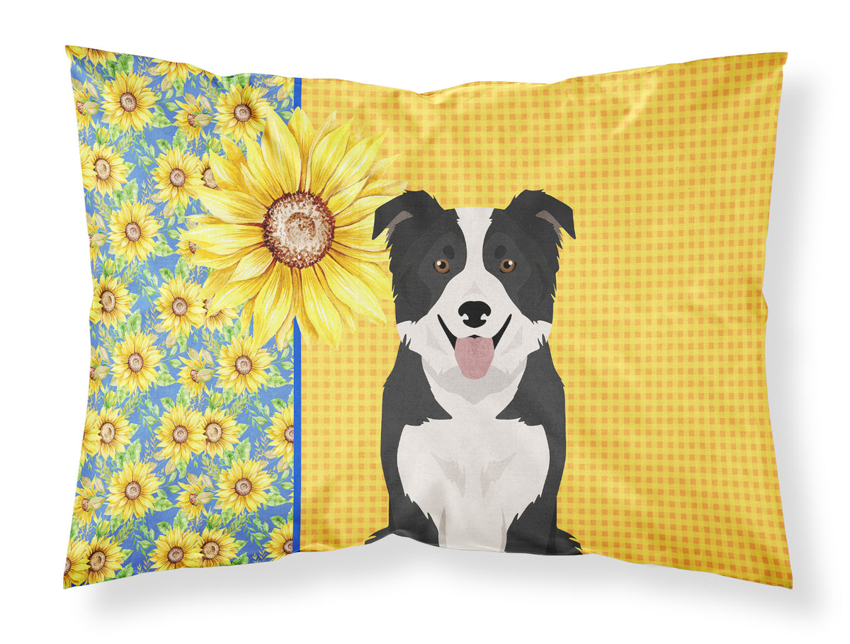 Buy this Summer Sunflowers Black and White Border Collie Fabric Standard Pillowcase