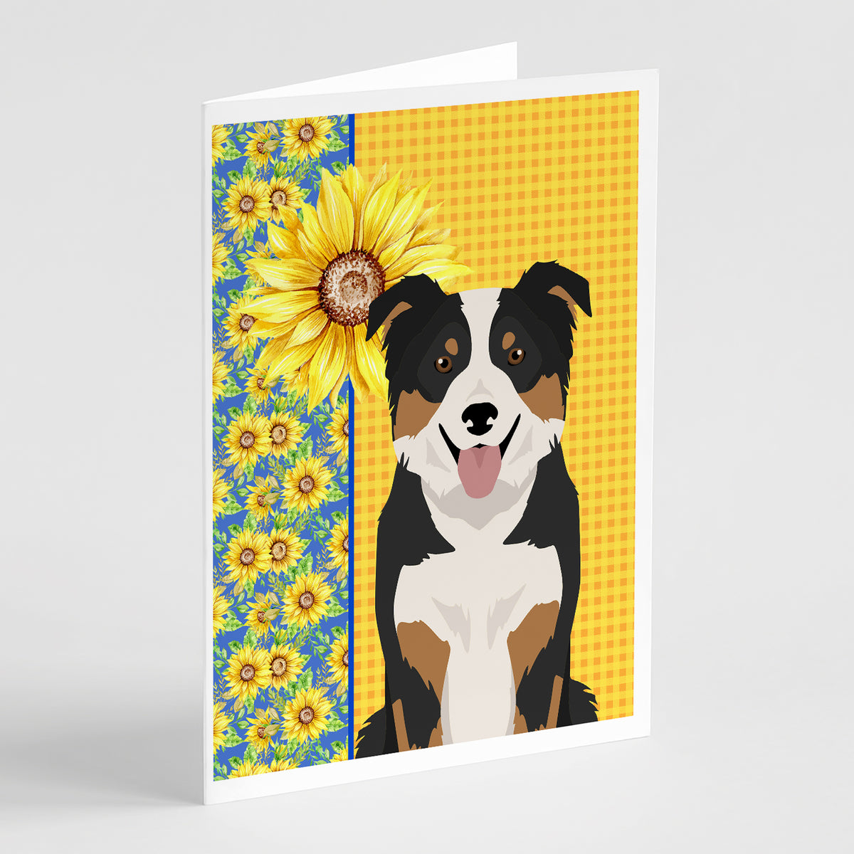 Buy this Summer Sunflowers Tricolor Border Collie Greeting Cards and Envelopes Pack of 8