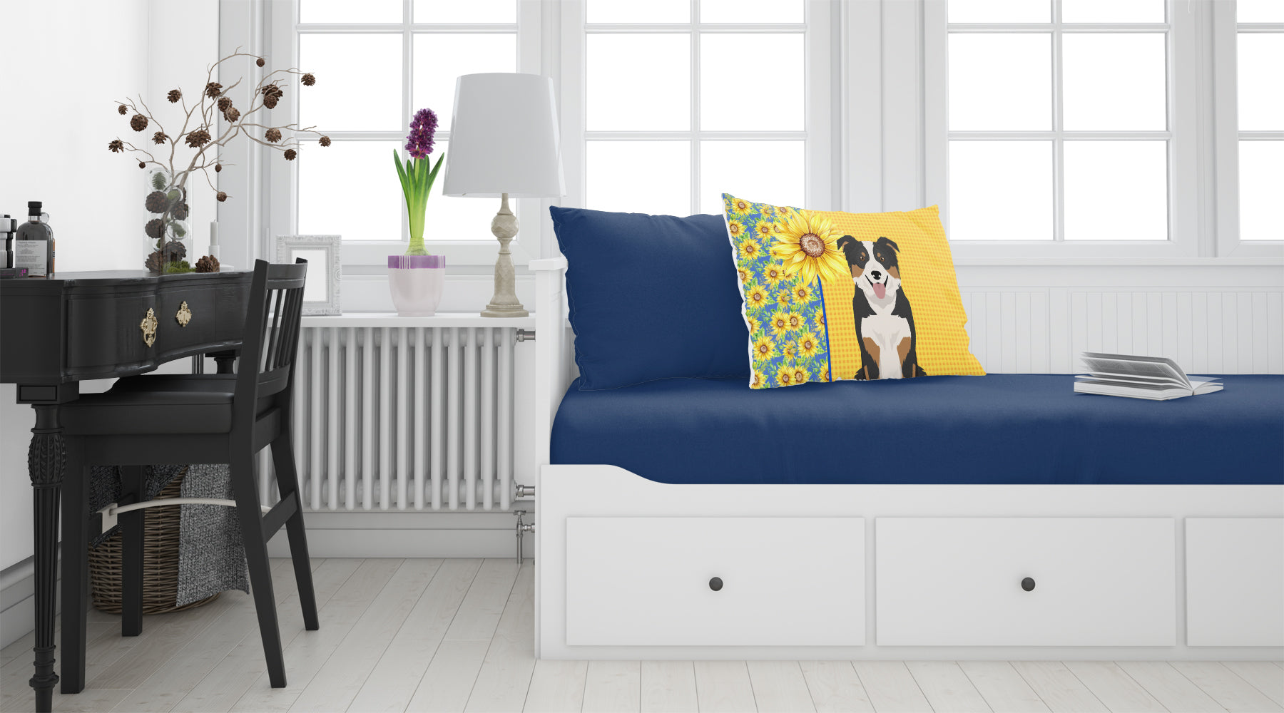 Summer Sunflowers Tricolor Border Collie Fabric Standard Pillowcase - the-store.com