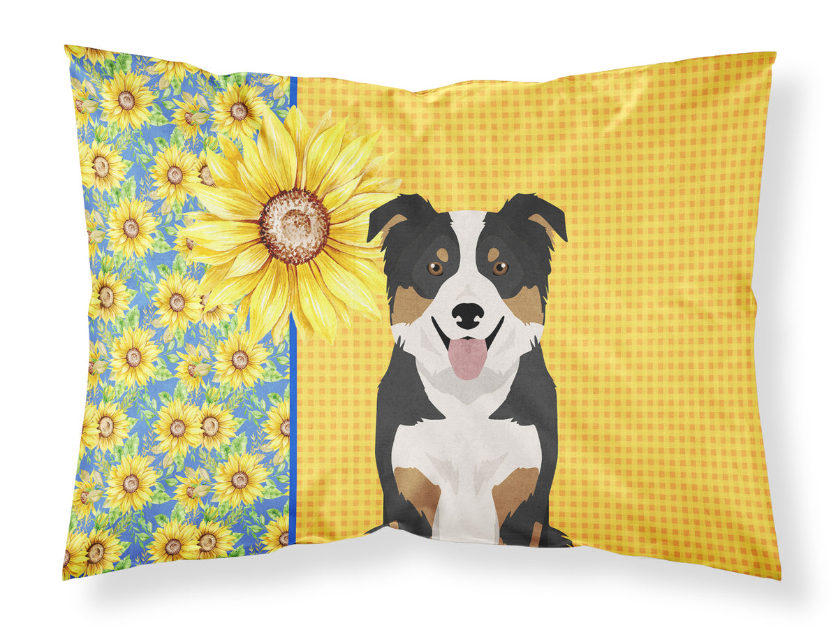 Buy this Summer Sunflowers Tricolor Border Collie Fabric Standard Pillowcase