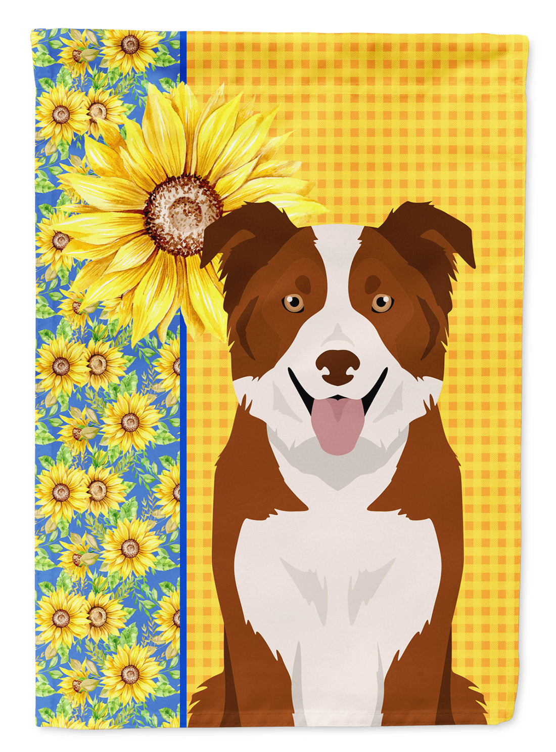 Summer Sunflowers Red and White Border Collie Flag Garden Size