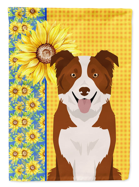 Summer Sunflowers Red and White Border Collie Flag Garden Size