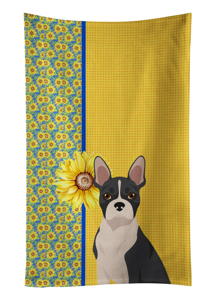 Buy this Summer Sunflowers Black Boston Terrier Kitchen Towel