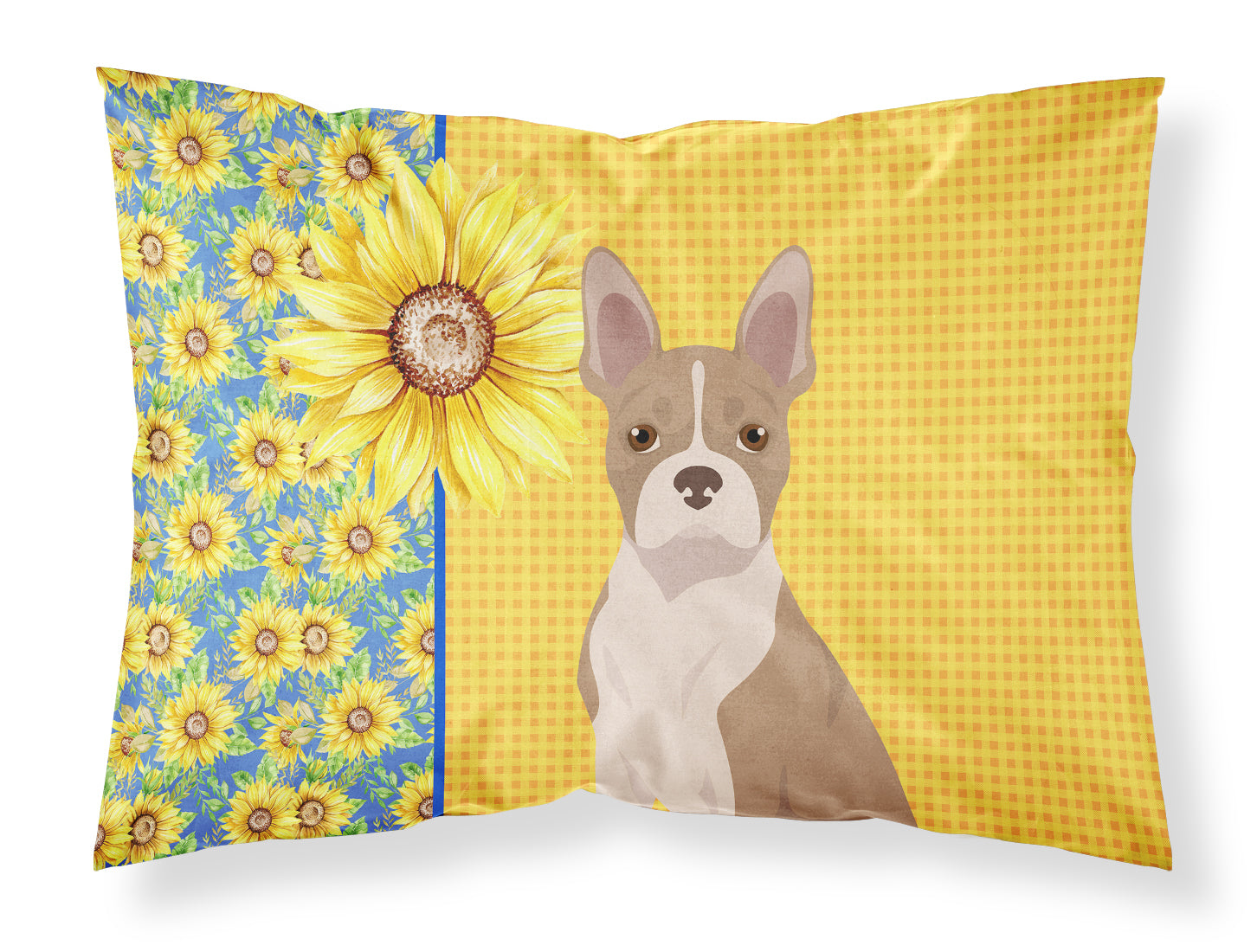 Buy this Summer Sunflowers Fawn Boston Terrier Fabric Standard Pillowcase