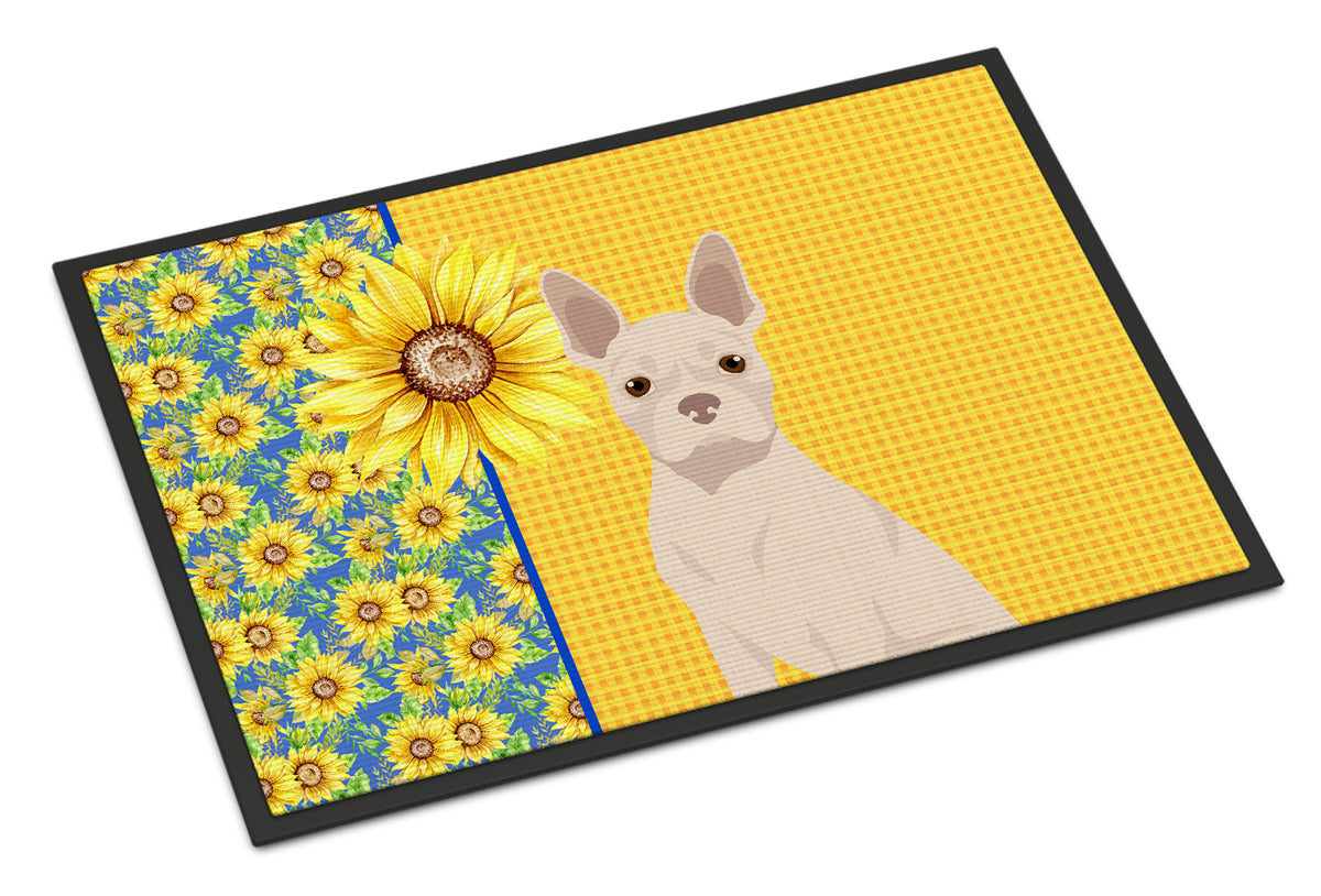 Buy this Summer Sunflowers White Boston Terrier Indoor or Outdoor Mat 24x36