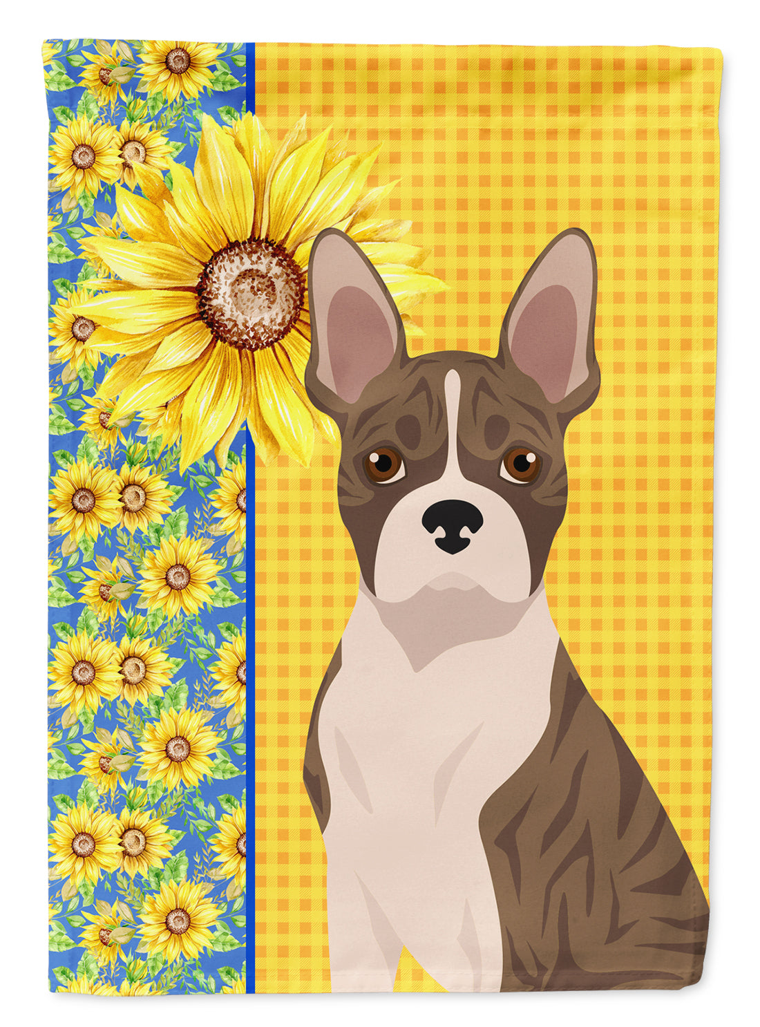 Summer Sunflowers Brindle Boston Terrier Flag Garden Size
