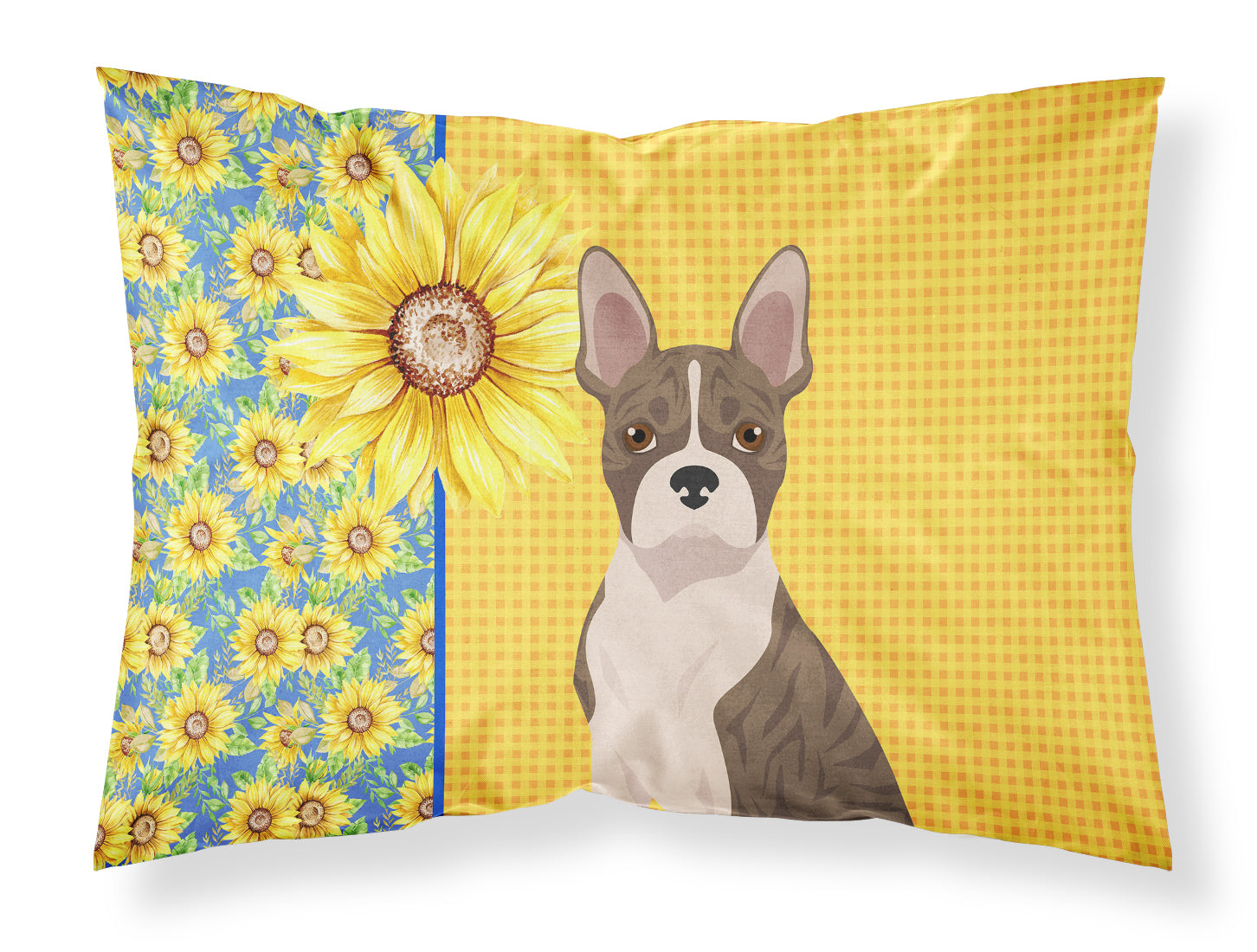 Buy this Summer Sunflowers Brindle Boston Terrier Fabric Standard Pillowcase