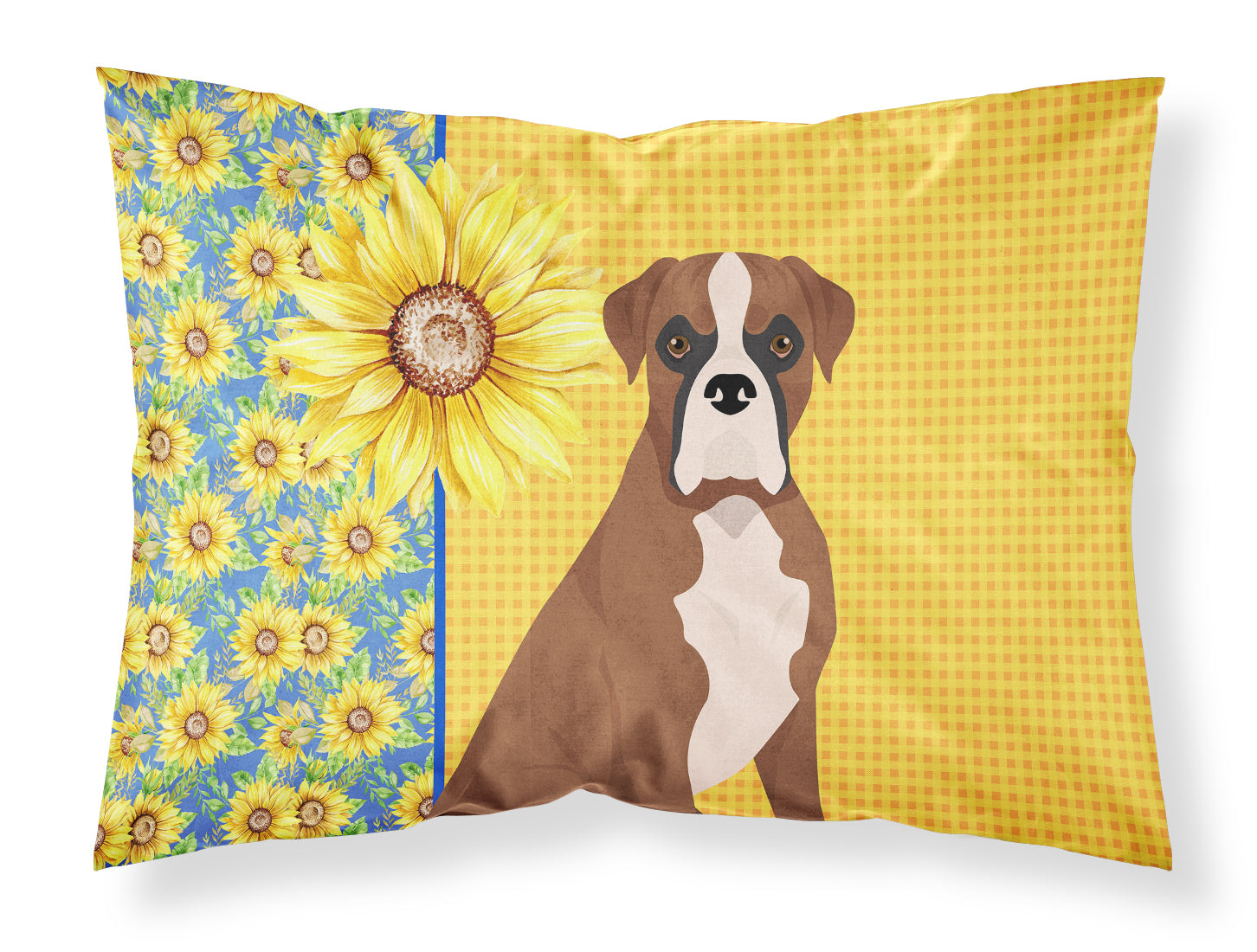 Buy this Summer Sunflowers Natural Eared Red Fawn Boxer Fabric Standard Pillowcase