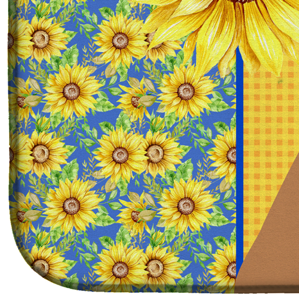 Summer Sunflowers Natural Eared Fawn Boxer Dish Drying Mat  the-store.com.