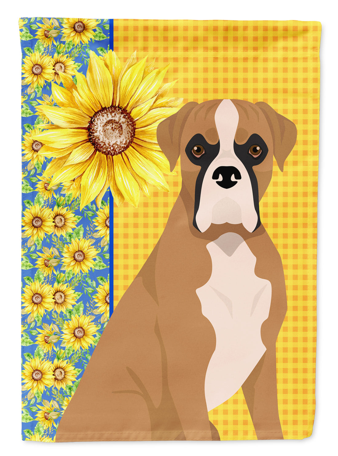 Summer Sunflowers Natural Eared Fawn Boxer Flag Garden Size  the-store.com.