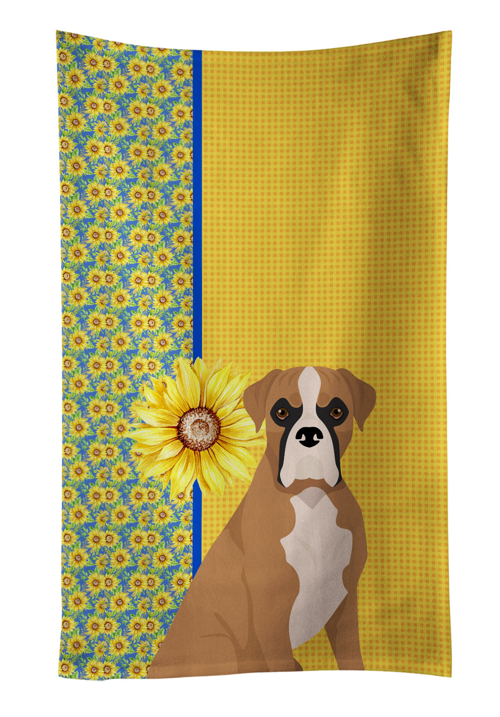 Buy this Summer Sunflowers Natural Eared Fawn Boxer Kitchen Towel