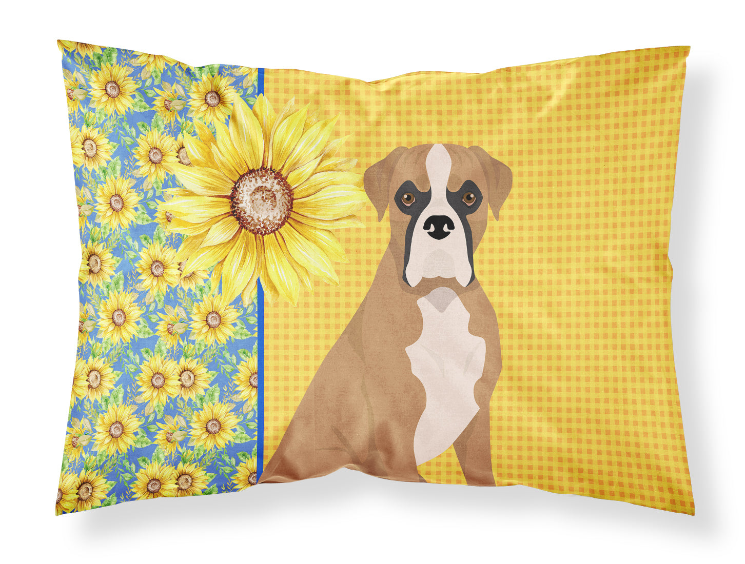 Buy this Summer Sunflowers Natural Eared Fawn Boxer Fabric Standard Pillowcase