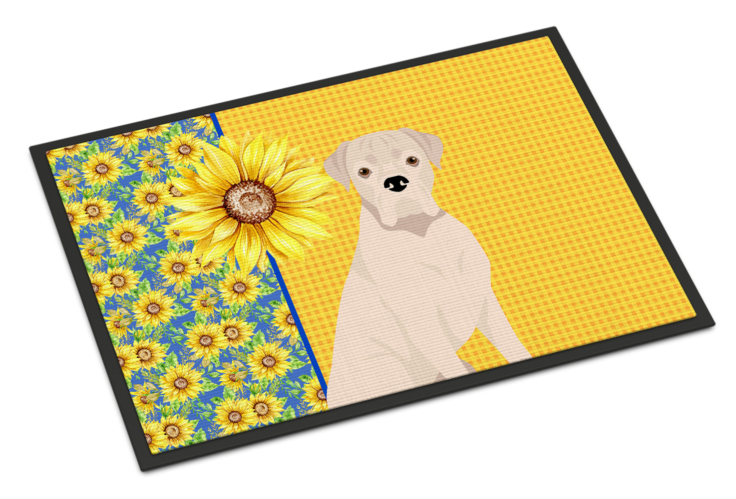 Buy this Summer Sunflowers Natural Eared White Boxer Indoor or Outdoor Mat 18x27