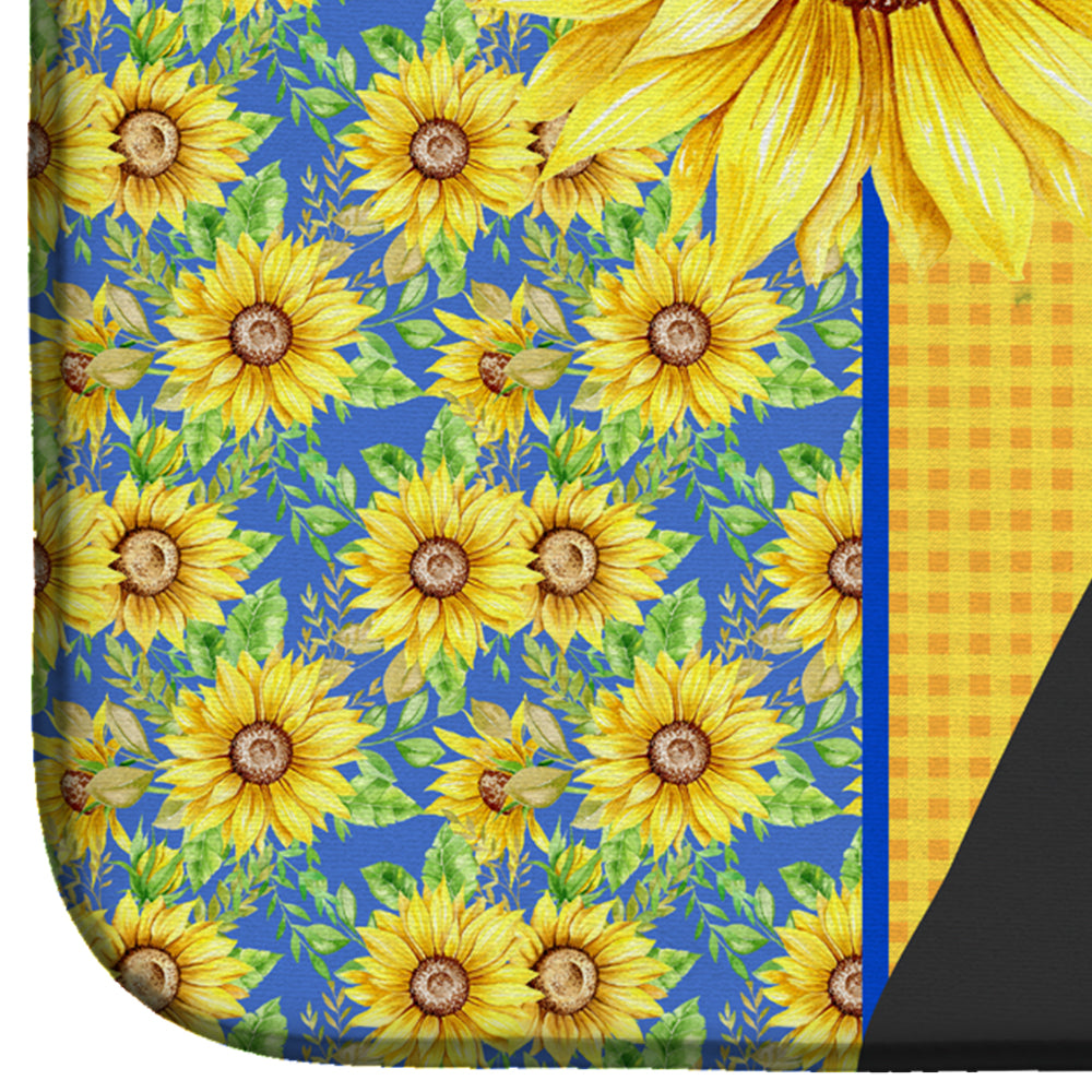 Summer Sunflowers Natural Eared Black Boxer Dish Drying Mat  the-store.com.