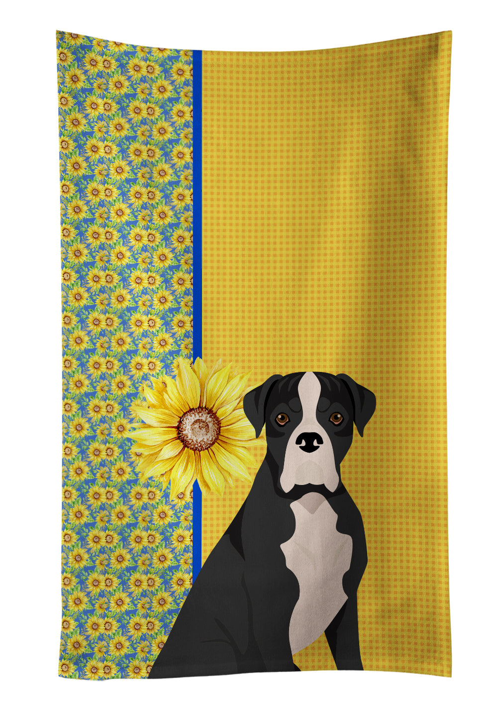 Buy this Summer Sunflowers Natural Eared Black Boxer Kitchen Towel