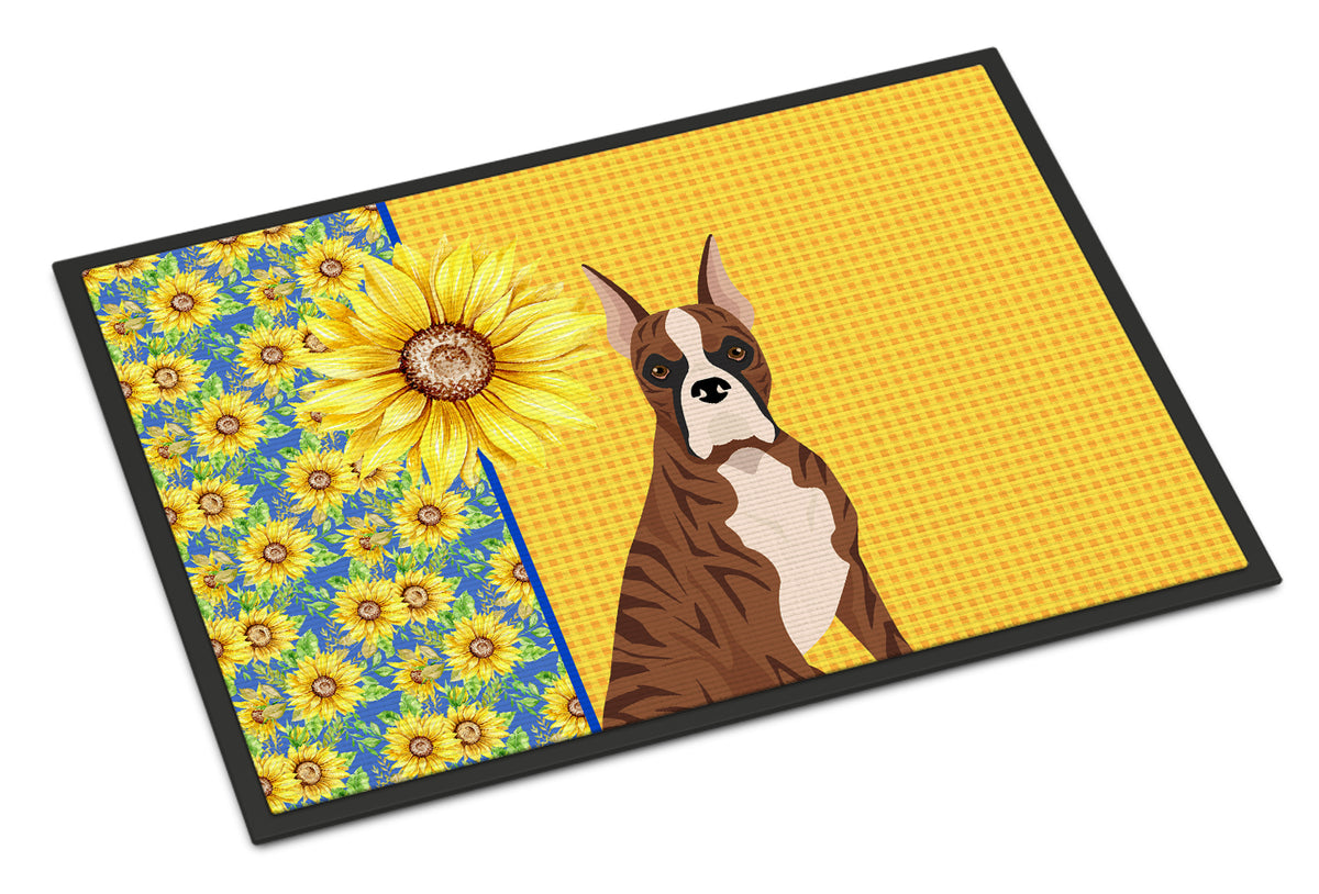 Buy this Summer Sunflowers Red Brindle Boxer Indoor or Outdoor Mat 24x36