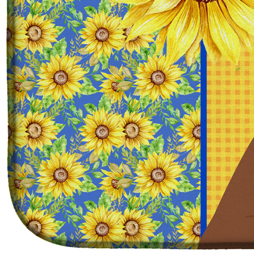 Summer Sunflowers Red Fawn Boxer Dish Drying Mat  the-store.com.
