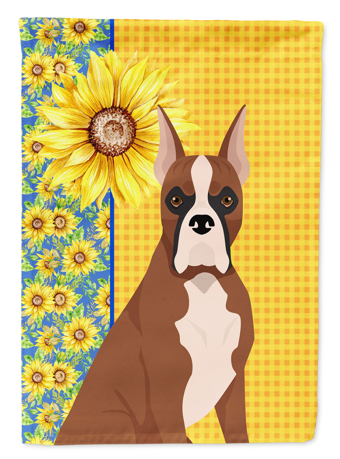 Summer Sunflowers Red Fawn Boxer Flag Garden Size  the-store.com.