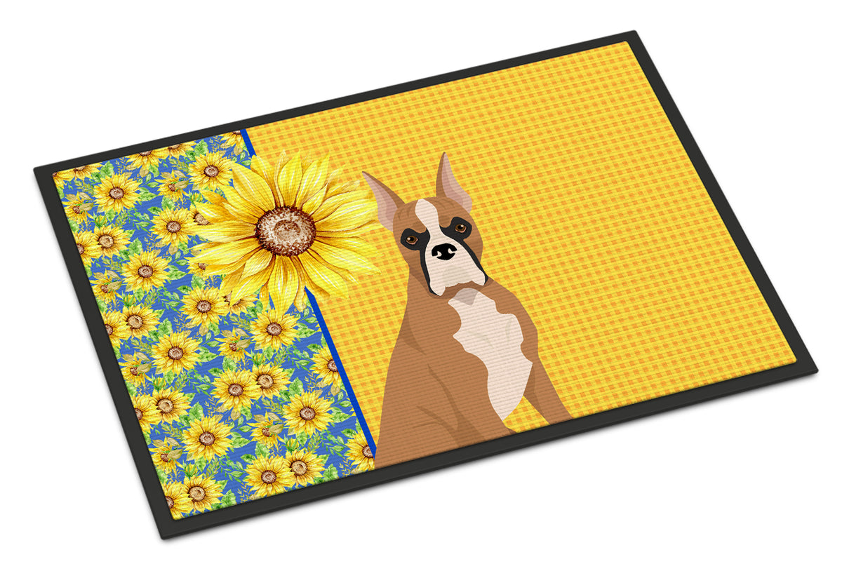 Buy this Summer Sunflowers Fawn Boxer Indoor or Outdoor Mat 24x36