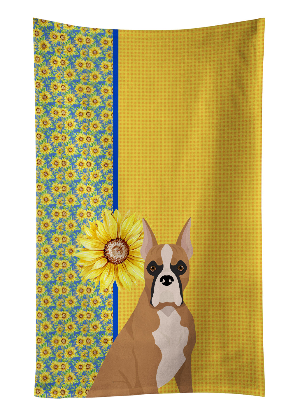 Buy this Summer Sunflowers Fawn Boxer Kitchen Towel