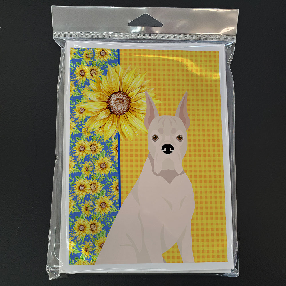 Summer Sunflowers White Boxer Greeting Cards and Envelopes Pack of 8 - the-store.com