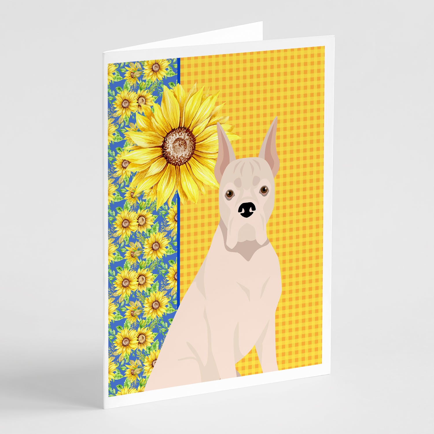 Buy this Summer Sunflowers White Boxer Greeting Cards and Envelopes Pack of 8