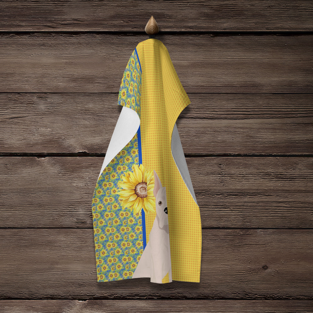 Summer Sunflowers White Boxer Kitchen Towel - the-store.com