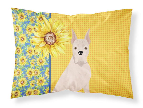 Buy this Summer Sunflowers White Boxer Fabric Standard Pillowcase