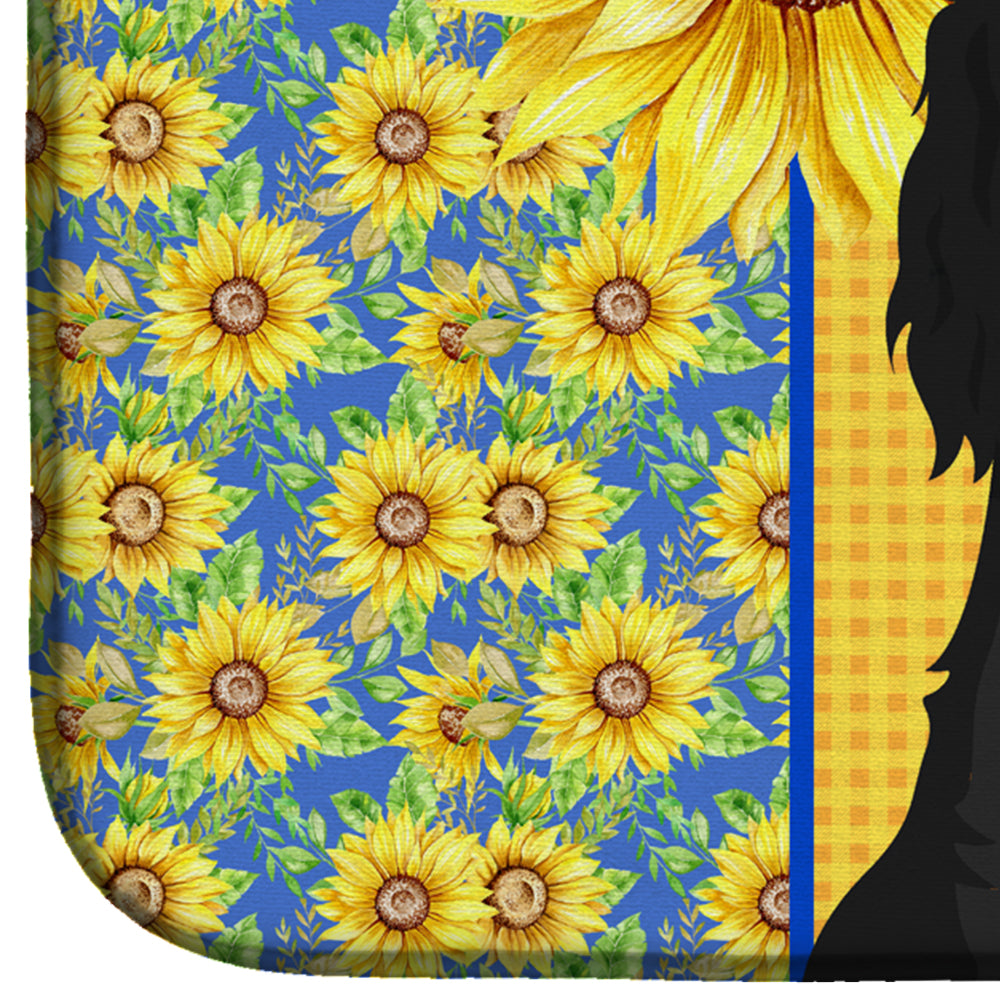 Summer Sunflowers Black and Tan Cavalier Spaniel Dish Drying Mat  the-store.com.
