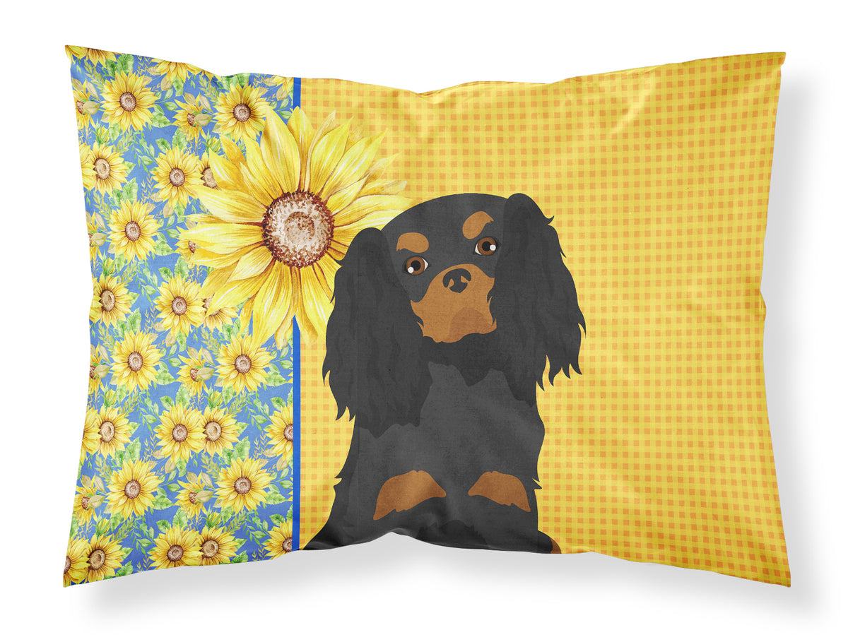 Buy this Summer Sunflowers Black and Tan Cavalier Spaniel Fabric Standard Pillowcase