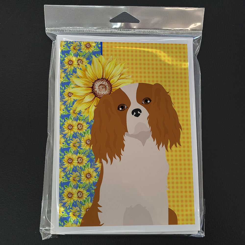 Summer Sunflowers Blenheim Cavalier Spaniel Greeting Cards and Envelopes Pack of 8 - the-store.com
