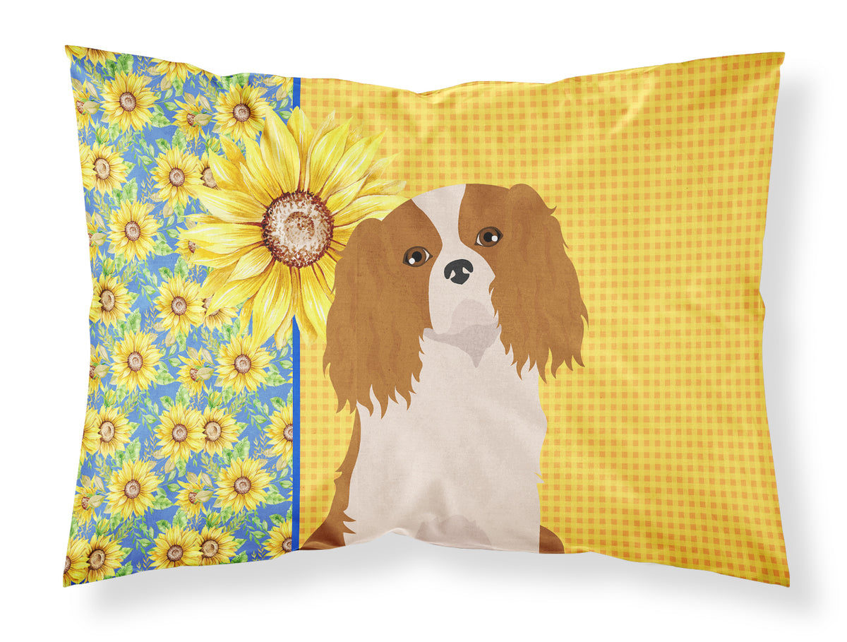 Buy this Summer Sunflowers Blenheim Cavalier Spaniel Fabric Standard Pillowcase
