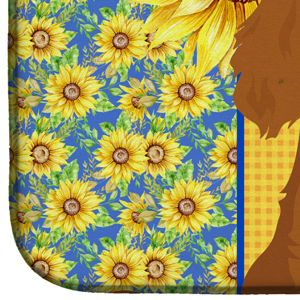Summer Sunflowers Ruby Cavalier Spaniel Dish Drying Mat
