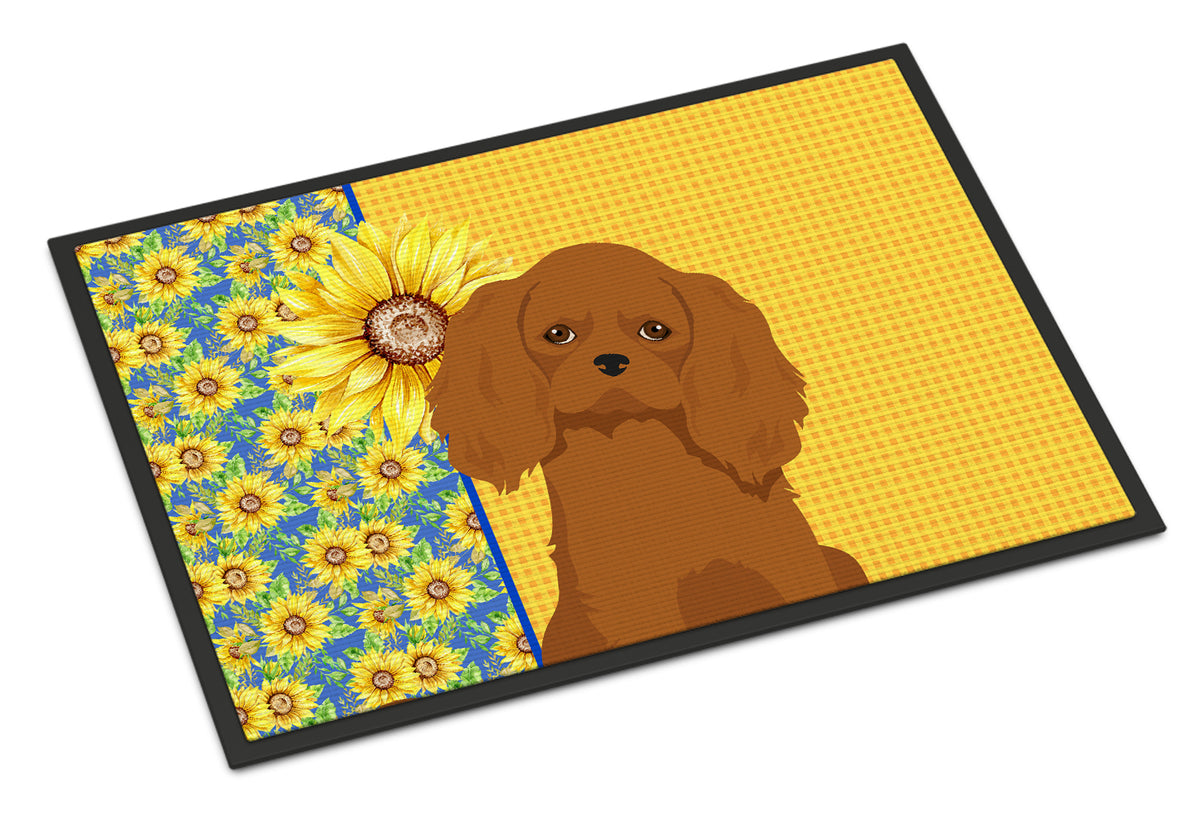 Buy this Summer Sunflowers Ruby Cavalier Spaniel Indoor or Outdoor Mat 24x36
