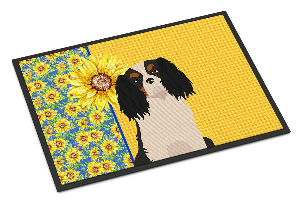 Buy this Summer Sunflowers Tricolor Cavalier Spaniel Indoor or Outdoor Mat 24x36