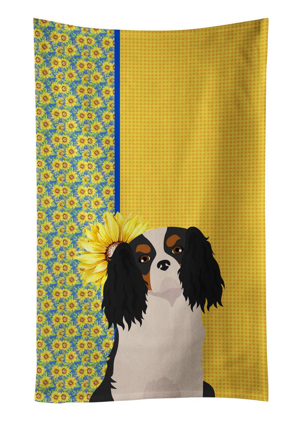 Buy this Summer Sunflowers Tricolor Cavalier Spaniel Kitchen Towel