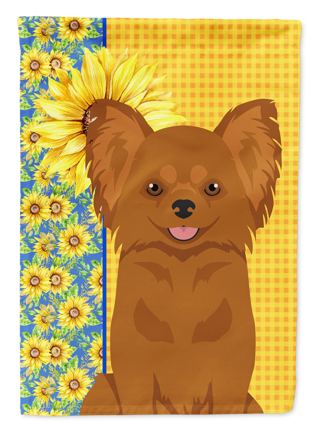 Summer Sunflowers Longhaired Red Chihuahua Flag Garden Size  the-store.com.