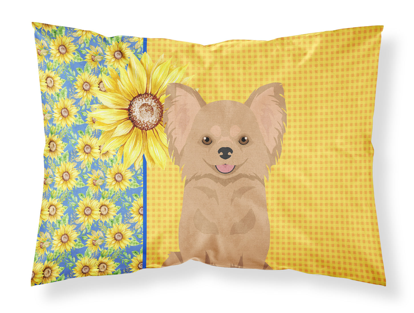 Buy this Summer Sunflowers Longhaired Gold Chihuahua Fabric Standard Pillowcase