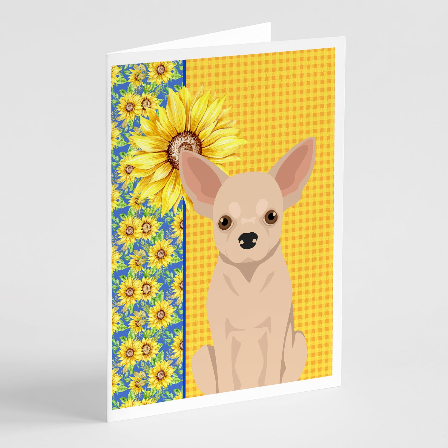 Buy this Summer Sunflowers Fawn Chihuahua Greeting Cards and Envelopes Pack of 8